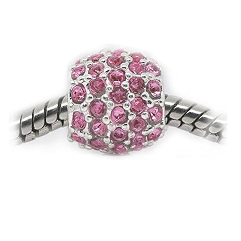 Pink  Rhinestone Birthstone  Charm European Bead Compatible for Most European Snake Chain Bracelet - Sexy Sparkles Fashion Jewelry - 1
