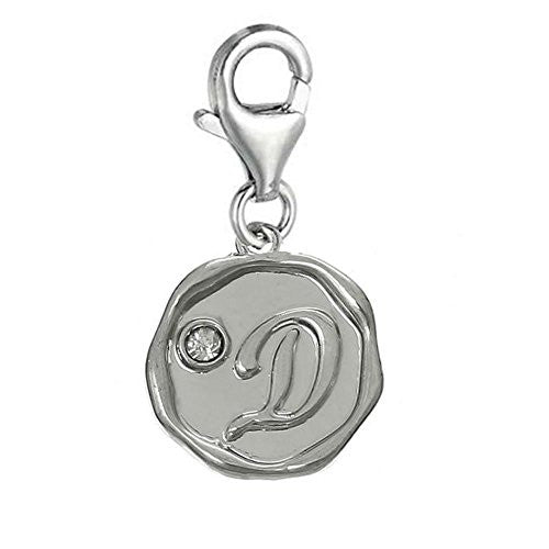 Alphabet D Letter Charm Pendant for European Clip on Charm Jewelry w/ Lobster Clasp