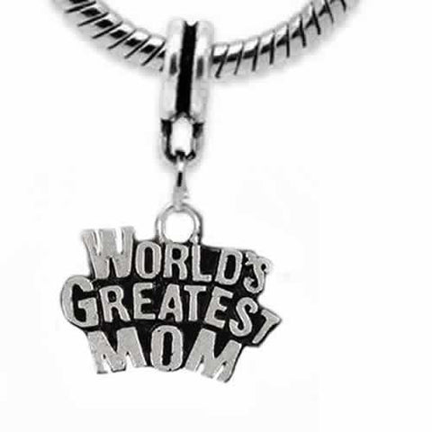 Mothers Day Gift Worlds Greatest Mom Dangle Bead for Snake Charm Bracelet - Sexy Sparkles Fashion Jewelry - 2