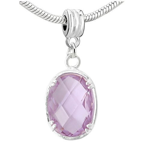 Oval Sparkly Cubic Zircon June Birthstone Dangling Charm European Bead Compatible for Most European Snake Chain Bracelet - Sexy Sparkles Fashion Jewelry
