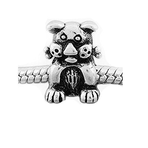 Dog with Bone in Mouth Charm European Bead Compatible for Most European Snake Chain Bracelet - Sexy Sparkles Fashion Jewelry - 1
