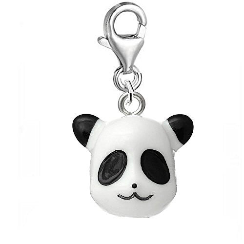 Resin Black and White Panda Dangling Clip on Pendant Charm for Bracelet or Necklaces - Sexy Sparkles Fashion Jewelry