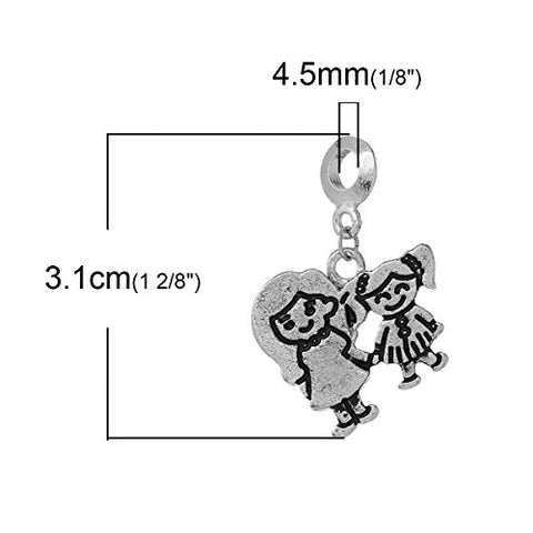 Mother Daughter Charm Dangle European Bead Compatible for Most European Snake Chain Bracelet - Sexy Sparkles Fashion Jewelry - 3