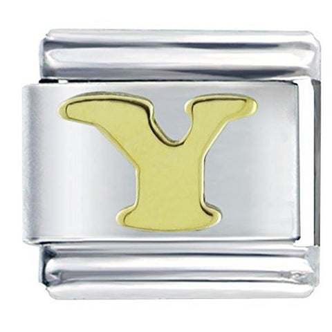 Gold plated base Letter Y Italian Charm Bracelet Link - Sexy Sparkles Fashion Jewelry - 1