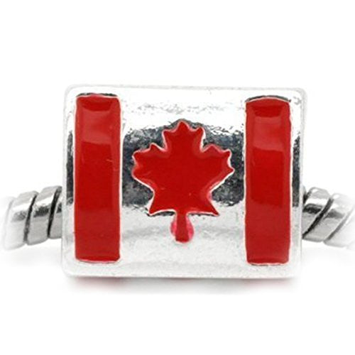 Enamel Triangle Canada Flag Charm Spacer European Bead Compatible for Most European Snake Chain Bracelet - Sexy Sparkles Fashion Jewelry - 1