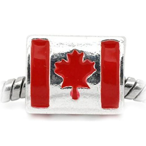 Enamel Triangle Canada Flag Charm Spacer European Bead Compatible for Most European Snake Chain Bracelet - Sexy Sparkles Fashion Jewelry - 1