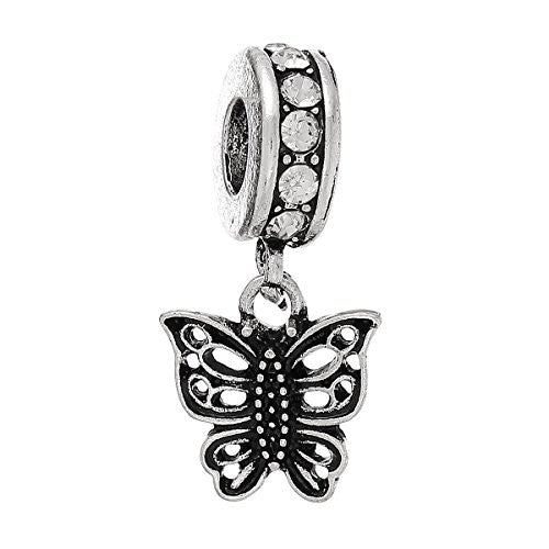 Butterfly w/ Clear  Crystals Charm Bead - Sexy Sparkles Fashion Jewelry