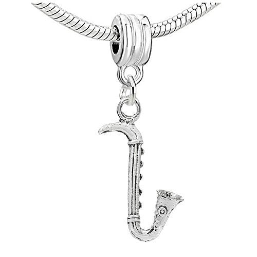 Saxophone Charm Dangle Bead Compatible with European Snake Chain Bracelet - Sexy Sparkles Fashion Jewelry