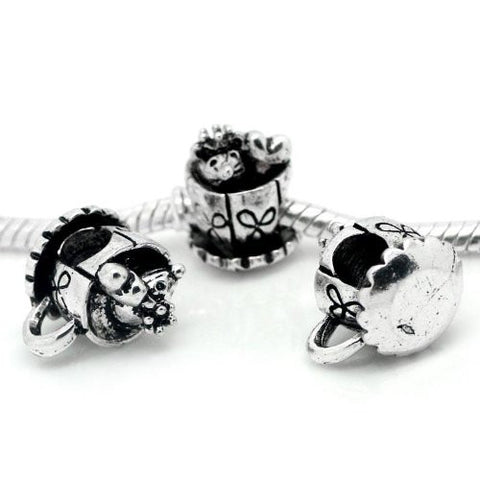Mouse and Heart Inside Tea/coffee Cup European Bead Compatible for Most European Snake Chain Bracelet - Sexy Sparkles Fashion Jewelry - 3