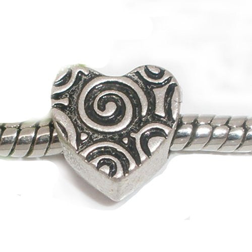 Heart Spacer Charm European Bead Compatible for Most European Snake Chain Bracelets