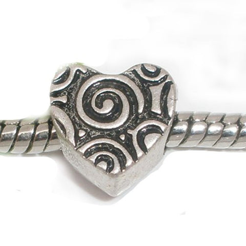 Heart Spacer Charm European Bead Compatible for Most European Snake Chain Bracelets - Sexy Sparkles Fashion Jewelry - 1
