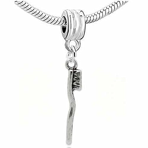 Toothbrush Dangle Spacer European Bead Compatible for Most European Snake Chain Bracelet - Sexy Sparkles Fashion Jewelry - 1