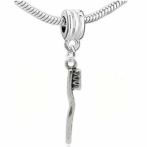 Toothbrush Dangle Spacer European Bead Compatible for Most European Snake Chain Bracelet - Sexy Sparkles Fashion Jewelry - 1