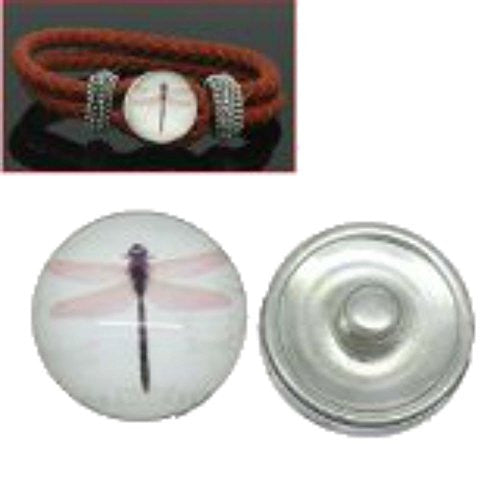 Dragonfly Glass Chunk Charm Button Fits Chunk Bracelet 18mm for Noosa Style Bracelet