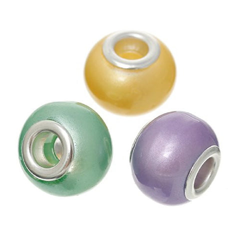 Ten (10)assorted Pastel Mixed Glass European Lampwork Charm Beads Compatible with Snake Chain Bracelet - Sexy Sparkles Fashion Jewelry - 2