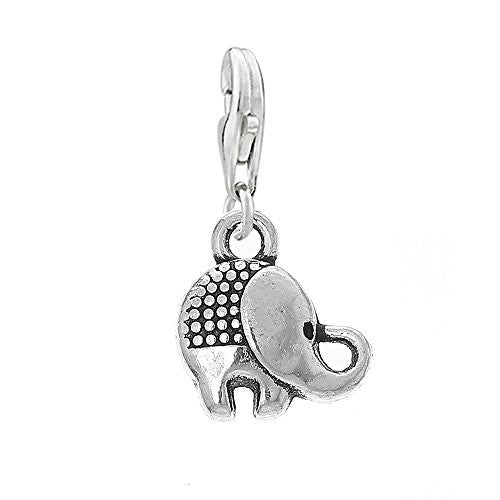 Elephant Clip on Pendant Charm for Bracelet or Necklace