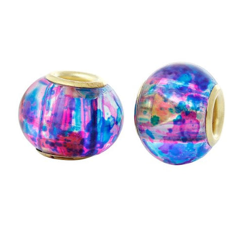 5 Glass European Charm Beads Round Multi - Sexy Sparkles Fashion Jewelry - 3