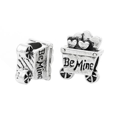 Be Mine Cart Full of Hearts for Snake Chain Charm Bracelet - Sexy Sparkles Fashion Jewelry - 3