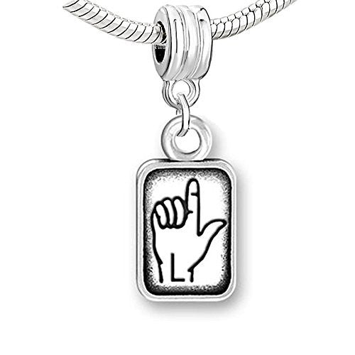 Sign Lauguage Charms Alphabet Letter European Bead Compatible for Most European Snake Chain Bracelet (L) - Sexy Sparkles Fashion Jewelry