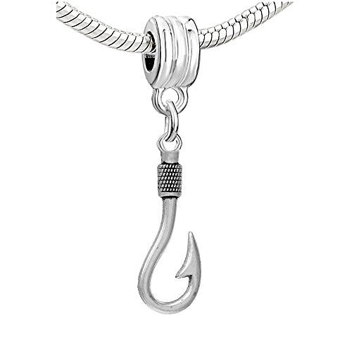 Fisherman's Fish Hook Tool Dangle Charm European Bead Compatible for Most European Snake Chain Bracelet - Sexy Sparkles Fashion Jewelry