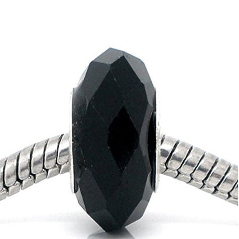 Glass Faceted Style Beads for Snake Chain Charm Bracelet (Black) - Sexy Sparkles Fashion Jewelry - 1