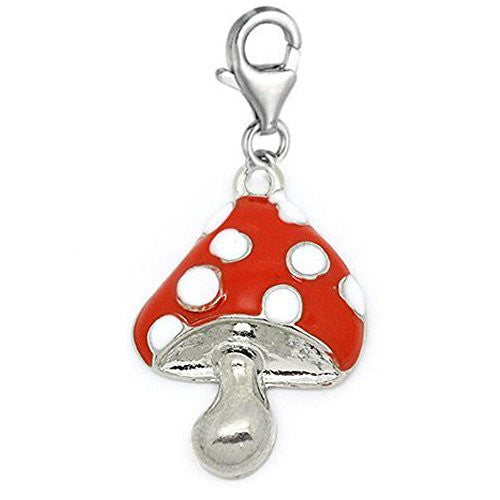 Clip on Mushroom Charm Dangle Pendant for European Clip on Charm Jewelry with Lobster Clasp - Sexy Sparkles Fashion Jewelry