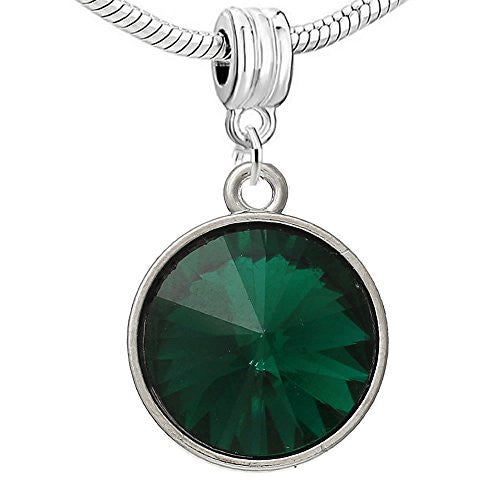 Copper Charm Pendants May Birthstone Round Bright Sparkly Silver Cubic Zirconia Faceted - Sexy Sparkles Fashion Jewelry