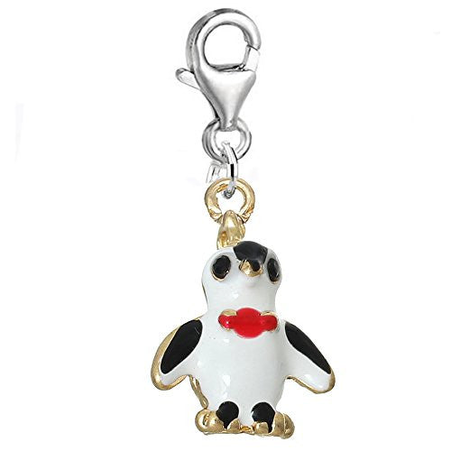 Penguin Clip on for Bracelet Charm Pendant for European Charm Jewelry w/ Lobster Clasp
