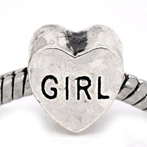 Girl Love Heart Charm European Bead Compatible for Most European Snake Chain Bracelet - Sexy Sparkles Fashion Jewelry - 1