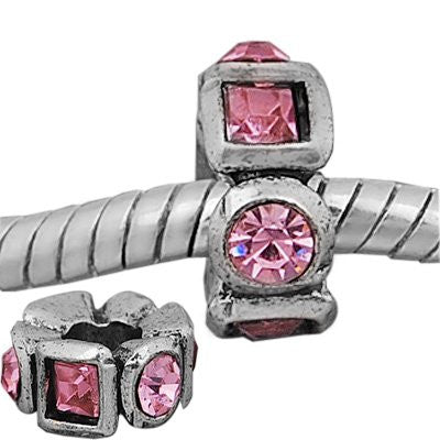 October Birthstone  Pink  Crystal European Bead Compatible for Most European Snake Chain Charm Bracelet - Sexy Sparkles Fashion Jewelry - 2