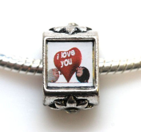 2 Sides I Love You Bead Compatible for Most European Snake Chain Bracelet with  Crystal Stone For Snake Chain Charm Bracelet - Sexy Sparkles Fashion Jewelry - 2