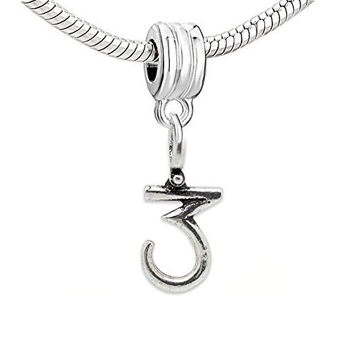 Choose From Number #3 Dangle European Bead Compatible for Most European Snake Chain Bracelet - Sexy Sparkles Fashion Jewelry