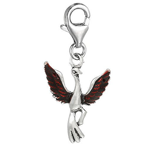 Clip on Phenix Charm Dangle Pendant for European Clip on Charm Jewelry w/ Lobster Clasp
