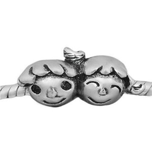 Sister and Brother Charm European Bead Compatible for Most European Snake Chain Bracelet - Sexy Sparkles Fashion Jewelry