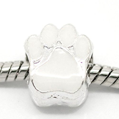 White Enamel Paws from for European Snake Chain Bracelet