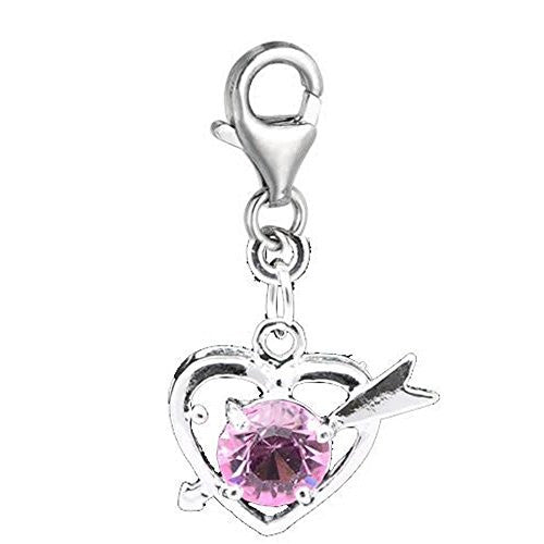 Clip on Heart With Arrow Charm Pendant for European Jewelry w/ Lobster Clasp - Sexy Sparkles Fashion Jewelry