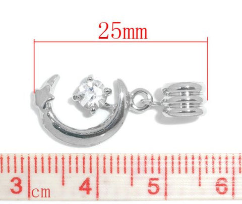 Moon and Star Dangle Bead European Bead Compatible for Most European Snake Chain Charm Bracelet - Sexy Sparkles Fashion Jewelry - 2