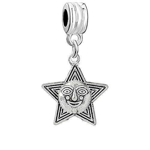 Carved Smile Face Star Bead Compatible for Most European Snake Chain Bracelet