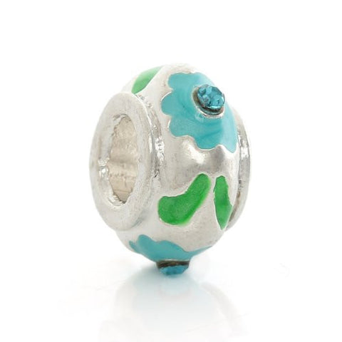 Flower Pattern with  Crystals Charm European Bead Compatible for Most European Snake Chain Bracelet - Sexy Sparkles Fashion Jewelry - 1