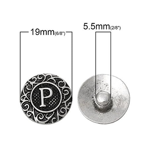Alphabet Letter P Chunk Snap Button or Pendant Fits Snaps Chunk Bracelet - Sexy Sparkles Fashion Jewelry - 3