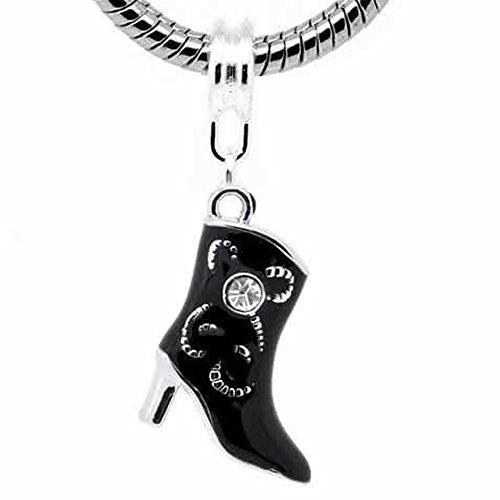 Cowboy Boot Charm Dangle Bead Spacer for Snake Chain Charm Bracelet - Sexy Sparkles Fashion Jewelry - 1