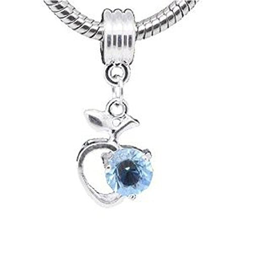 Tourquoise Rhinestone Apple Heart Dangle Bead Compatible for Most European Snake Chain Braceletfor Snake Chain Bracelet - Sexy Sparkles Fashion Jewelry - 1
