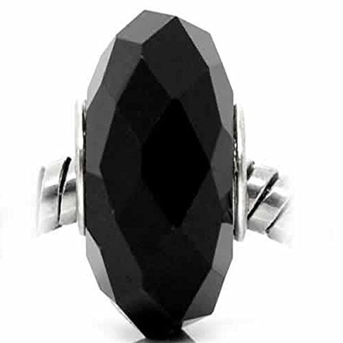 Faceted Murano Glass Charm European Bead Compatible for Most European Snake Chain Bracelet (Jet Black)