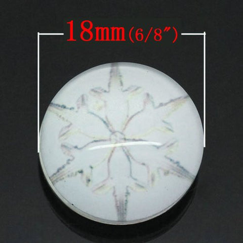 White Flower Design Glass Chunk Charm Button Fits Chunk Bracelet - Sexy Sparkles Fashion Jewelry - 2