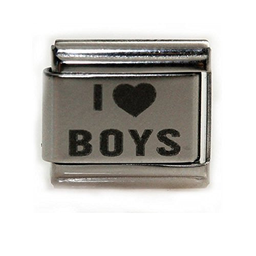 I Love Boys Laser Italian Charm Bracelet Link