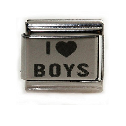 I Love Boys Laser Italian Charm Bracelet Link - Sexy Sparkles Fashion Jewelry - 1