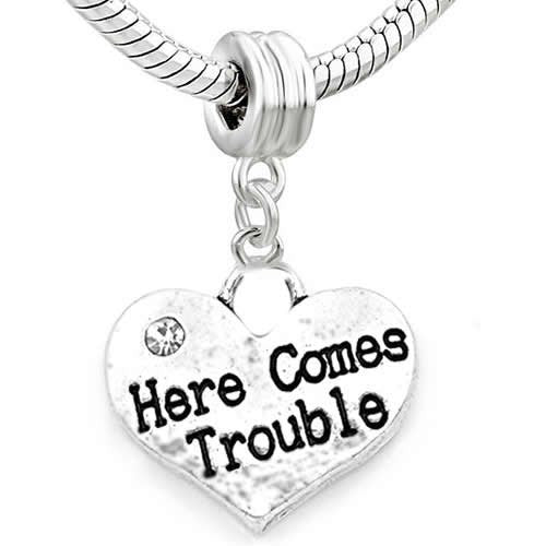 Family Hearts Charm Bead for Snake Chain Bracelet (Here Comes Trouble)