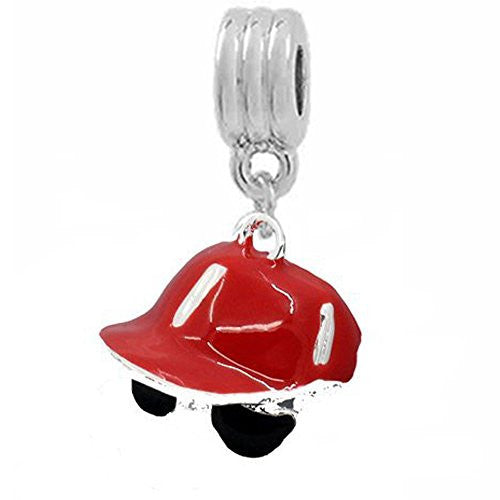 Red and Black Hat/cap European Bead Compatible for Most European Snake Chain Bracelet - Sexy Sparkles Fashion Jewelry - 1