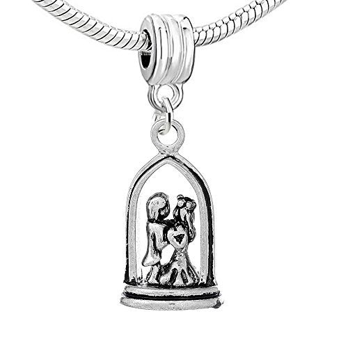 Wedding Bride and Groom Dangle Charm European Bead Compatible for Most European Snake Chain Bracelet - Sexy Sparkles Fashion Jewelry