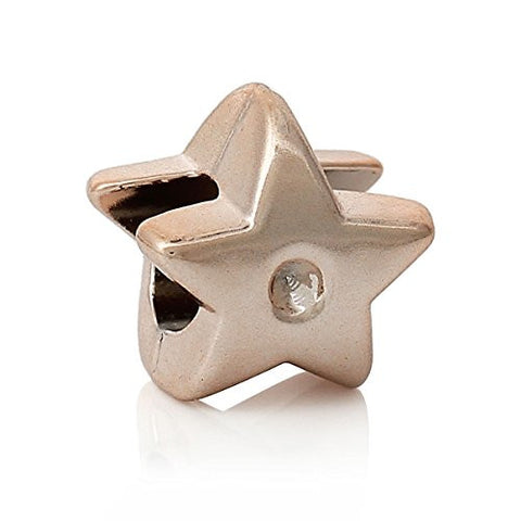 Rose  Star Bead Compatible for Most European Snake Chain Bracelet - Sexy Sparkles Fashion Jewelry - 1